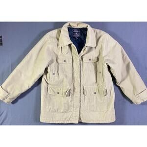 American Eagle Jacket Mens L Brown Canvas Quilted Lined Corduroy Collar Chore